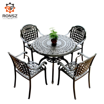 Outdoor Cast Aluminum Table and Chair Combination Garden Courtyard Dining Table Balcony Leisure Outdoor Outdoor Anti-Corrosion Iron Marble