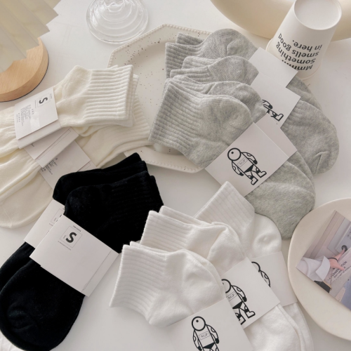 袜子防臭吸汗男春夏纯色棉袜情侣女短袜中筒袜船袜商务袜子