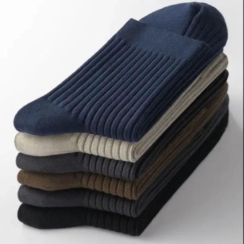 袜子男款商务袜竖纹黑色袜子无痕竖条纹吸汗长袜防臭无缝男款经典