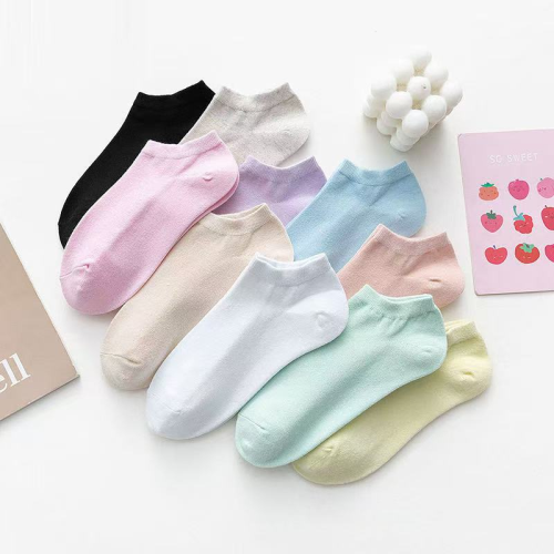 【断颜色处理】袜子女防臭短袜春夏薄款纯色百搭抗起球船袜女袜