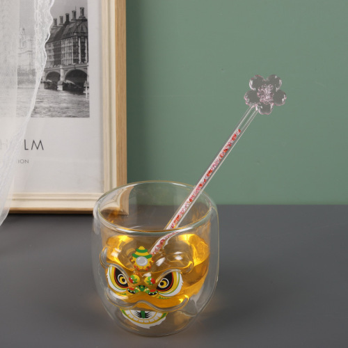 樱花玻璃搅拌棒少女粉星钻高硼硅玻璃调酒棒星爸款猫爪引流棒批发