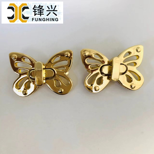 时尚箱包五金配件蝴蝶锁扣DIY金属拧锁锌合金手工包转锁