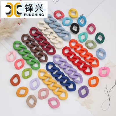 Spot Color Rubber Feel Chain Buckle Acrylic Handmade Diy Necklace Accessories Opening Can Be Set Chain