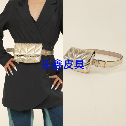 internet celebrity women‘s mobile phone bag fashion high sense waist bag removable gold spot