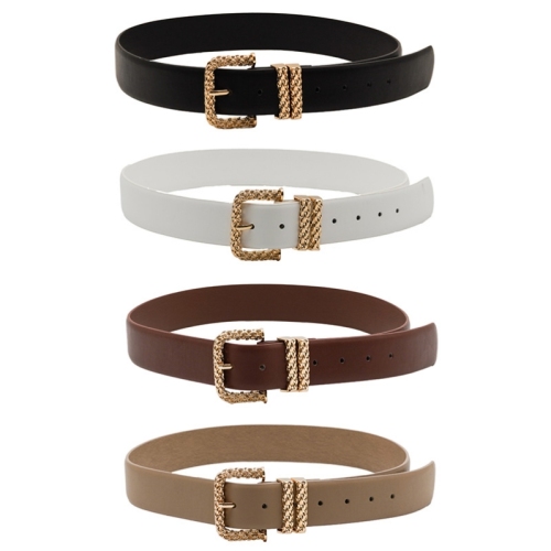 metal chain square buckle new cowhide belt women‘s casual all-match decoration with jeans thin belt dual-use pant belt