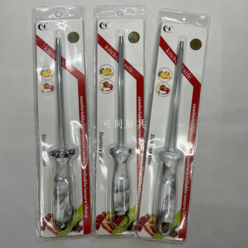 Kitchen Household Kitchen Knife Sharpener Stick Hand-Held Marbling/Straw/Plastic Handle Stainless Steel Sharpener Tool