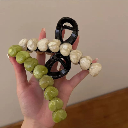 elegant jelly love heart-shaped hairpin women‘s autumn and winter back head feeling grip shark gap former red hairpin clip headdress