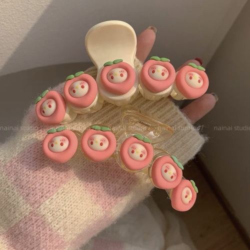 pink small peach gripper ~ girl‘s sweet heart large shark clip 2023 spring new peach hair accessories