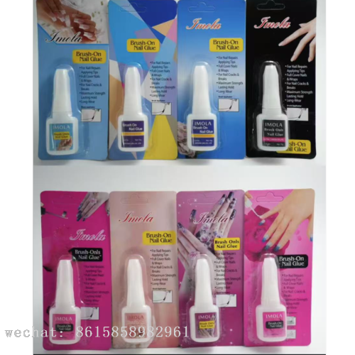 美甲胶水10g独立装 跨境专供 带刷头 假指甲粘钻 持久不脱落