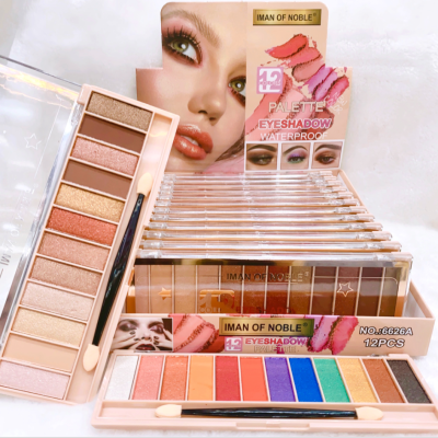 Iman of Noble Brand Cross-Border New 12-Color Earth Color Eye Shadow Repair Multi-Purpose Two Sets of Color Shadow Plate