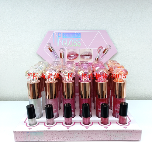 LUCKY MODEL 六色混色变色唇彩大刷头钻石头时尚都市防水长久妆容