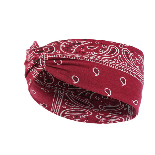 跨境复古碎花发带网红运动发箍瑜伽吸汗束发带加宽时尚发带头饰女