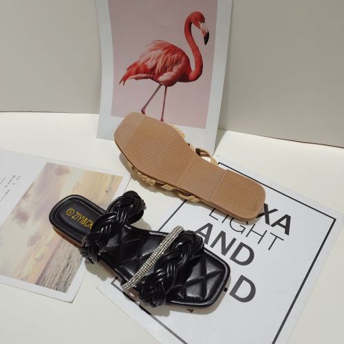 夏季外贸潮州时装工艺女拖鞋厂家直销平底女鞋新款批发女拖鞋