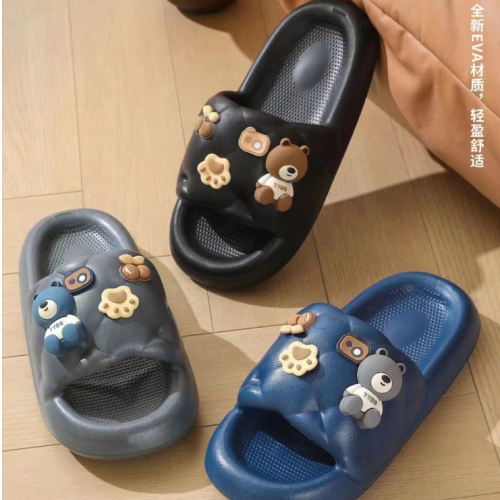 2024 new cute cartoon bear couple home sandals female eva soft bottom non-slip home home men‘s slippers