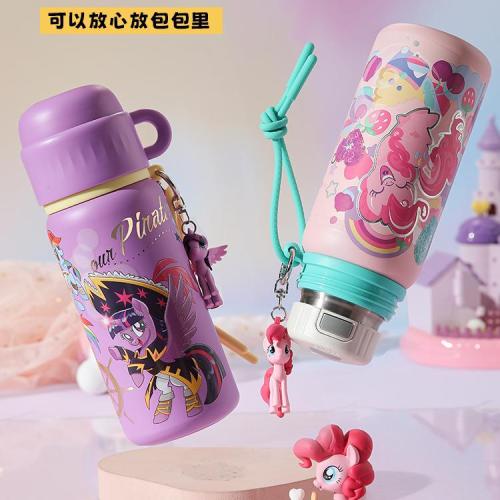 小马宝莉儿童保温杯女孩上学专用水杯高颜值316不锈钢便携双饮杯