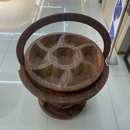 巴基斯坦阔叶黄檀木茶几果篮，工艺品