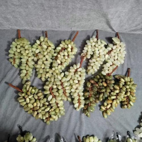 巴基斯坦进口玉器玉葡萄家用仿真水果摆件装饰品收藏品 工艺品