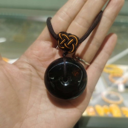 俄罗斯天然蜜蜡药珀平安扣挂坠，男女同款，大气