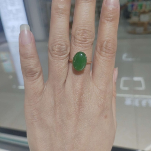 18K金和田玉戒指&#苹果绿#精致简约#成色水润度高工艺品