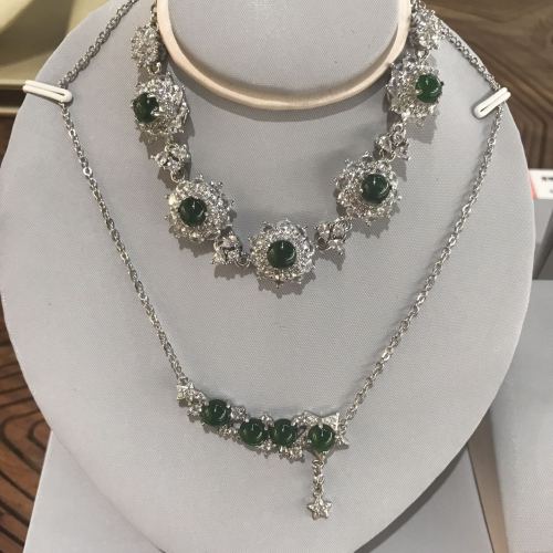 翡翠套装#项链#戒指#手链#耳环#银镶嵌#精致女人必备工艺品
