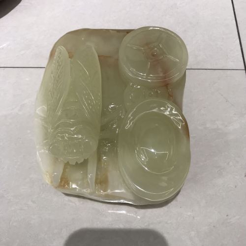 巴基斯坦玉雕摆件#玉雕金蝉#一鸣惊人工艺品