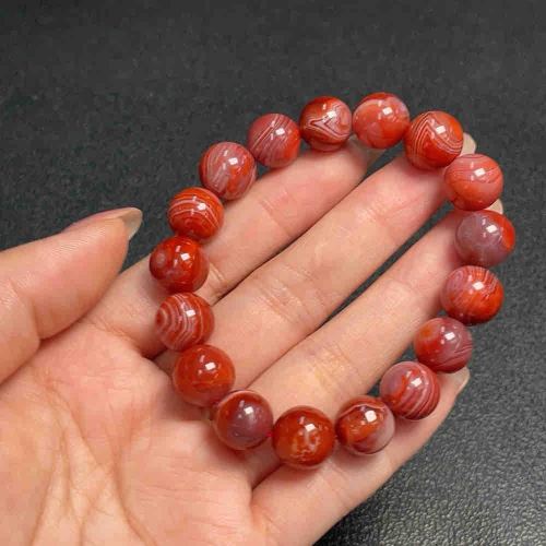 南红手串 蚕丝玛瑙纹工艺品