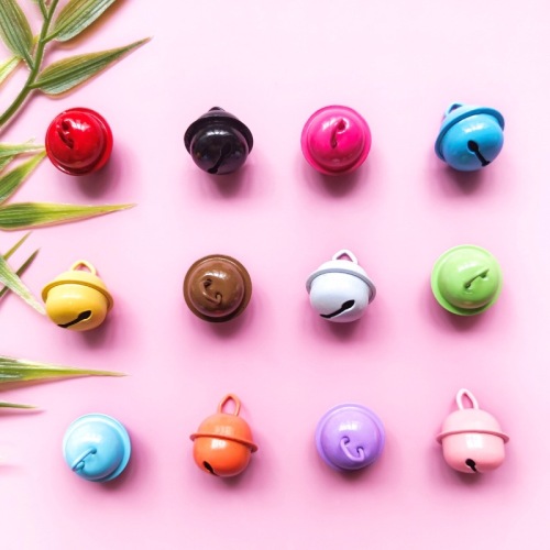 18mm candy color paint little bell shape key chain accessories handmade pendant diy metal pet decorations accessories
