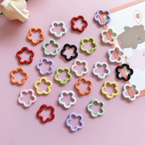 candy color flower spring fastener paint metal color plum blossom buckle cherry blossom keychain diy ornament accessories pendant