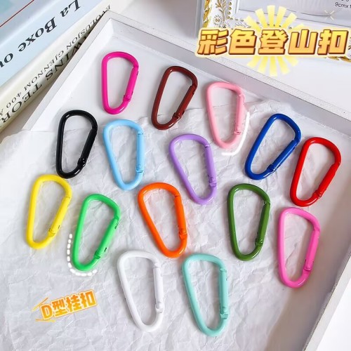 diy ornament accessories color paint aluminum alloy d-type carabiner keychain bag portable spring fastener buckle