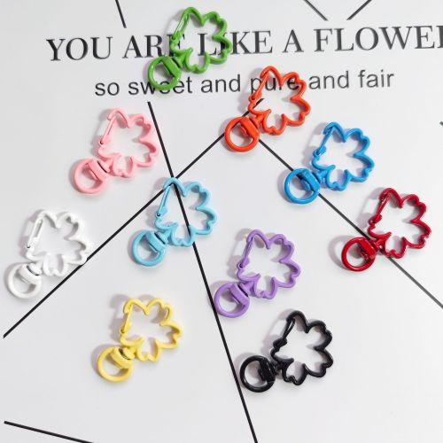 color paint flower keychain alloy shaped spring fastener lobster buckle dog head buckle diy ornament accessories pendant