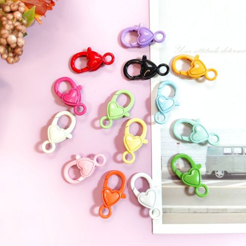 cute diy paint colored loving heart lobster buckle handmade ornament bag pendant buckle peach heart keychain accessories factory