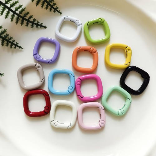 zinc alloy square spring fastener color paint opening connecting ring diy bag doll hanging buckle keychain accessories
