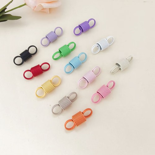 alloy stretch spring fastener double hole buckle color paint spiral pull buckle diy accessories material keychain accessories