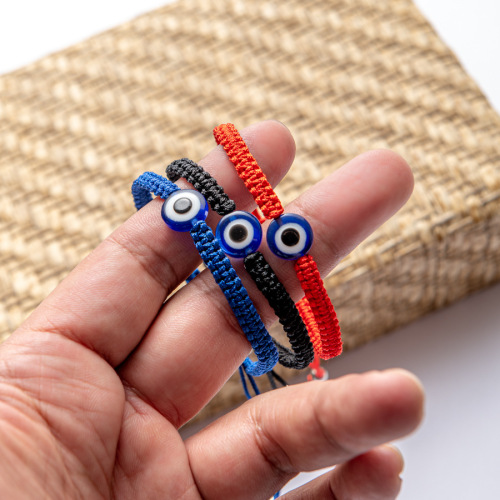 hand-woven flat knot turkish devil‘s eye lucky bracelet blue eye friendship bracelet