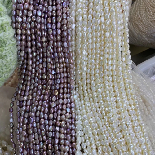 淡水珍珠小珍珠6-7mm直打不规则光面半成品珍珠项链穿珠批发