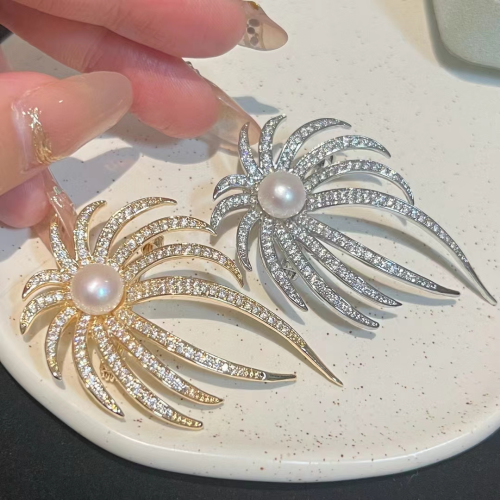 喜庆珍珠胸花胸针双色可选8-9MM高品质淡水珍珠衣饰