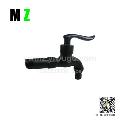 Zinc Alloy Black Paint 4 Points Pointed Washing Machine Mop Pool Balcony Copper Core Quick Opening Faucet Single Cold
