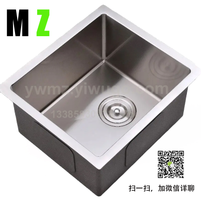 304 Stainless Steel Table Small Single Sink Thickened Edge Kitchen Vegetable Basin Handmade Pots Single Basin