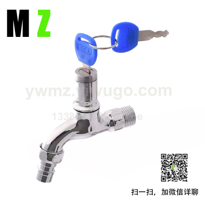 Faucet with Lock Wholesale Household Outdoor Alloy Old-Fashioned Tap Water with Key Water Tap Faucet Faucet with Lock