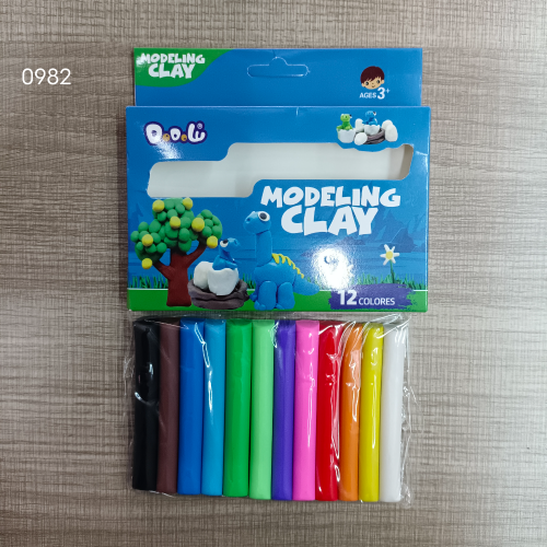 0982 modelling clay 12 colors 8.5x1cm  盒装橡皮泥