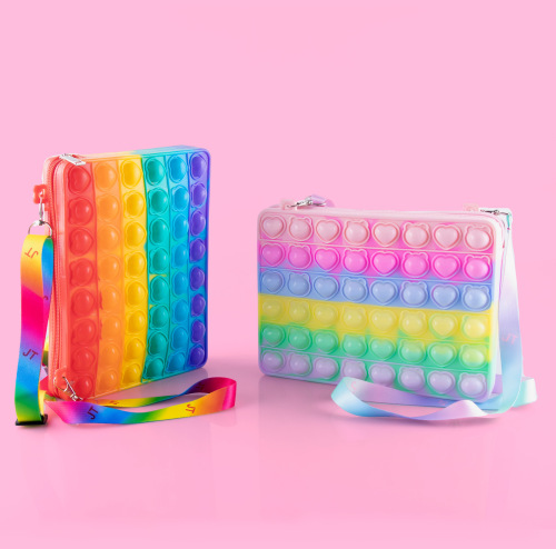 灭鼠先锋新款ipad解压包包手指按压泡泡乐玩具减压时尚女生斜挎包