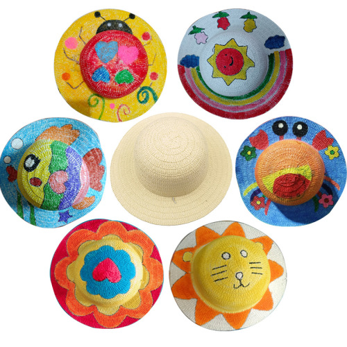 儿童彩绘涂鸦手绘草帽diy绘画涂色帽子夜市摆摊画画地摊玩具批发