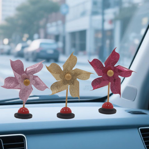 车载风车亮片镭射炫彩五叶六叶装饰韩版热卖地推景点小风车礼品