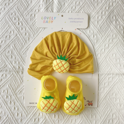Babies' Socks Suit Spring and Autumn Thin Babies' 0-12 Months Newborn Fetal Cap Socks Two-Piece Set
