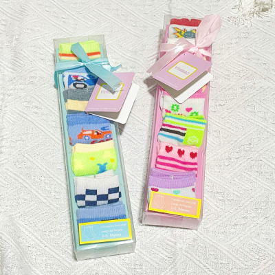 Foreign Trade Supply Breathable Sweat Absorbing Week 7 Th Children's Socks Pure Cotton Alphabet Cartoon Gift Box Newborn Socks