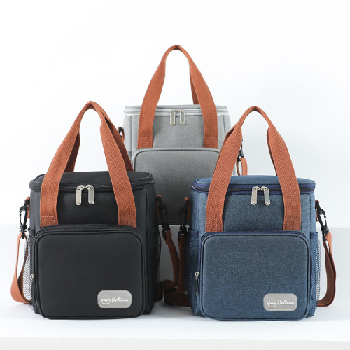 单肩斜挎冰包手提饭盒包户外野餐包大容量保鲜包牛津布保冷保温包