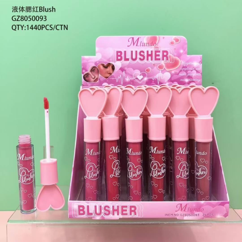 Mlundo外贸出口液体腮红爱心海绵头纯欲液体腮红blush