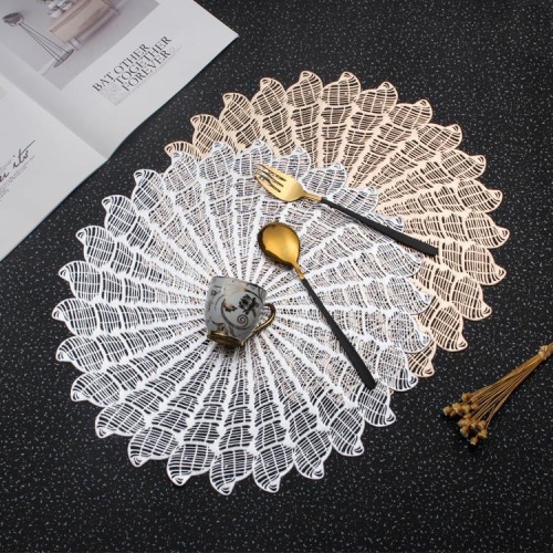 北欧ins风纯色创意pu隔热垫pvc镂空桌垫防滑西餐垫