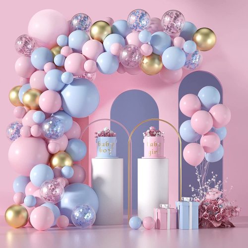 New Macaron Blue Pink Balloon Combination Chain Package Party Birthday Full-Year Arrangement Opening Ceremony Arch Balloon