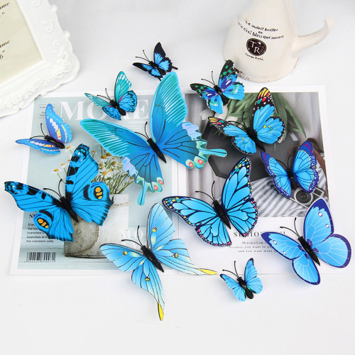 12 single-layer simulation three-dimensional butterfly creative home background butterfly stickers children‘s room wall decoration 3d wall stickers
